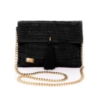 Fique Black Handbag With Chain